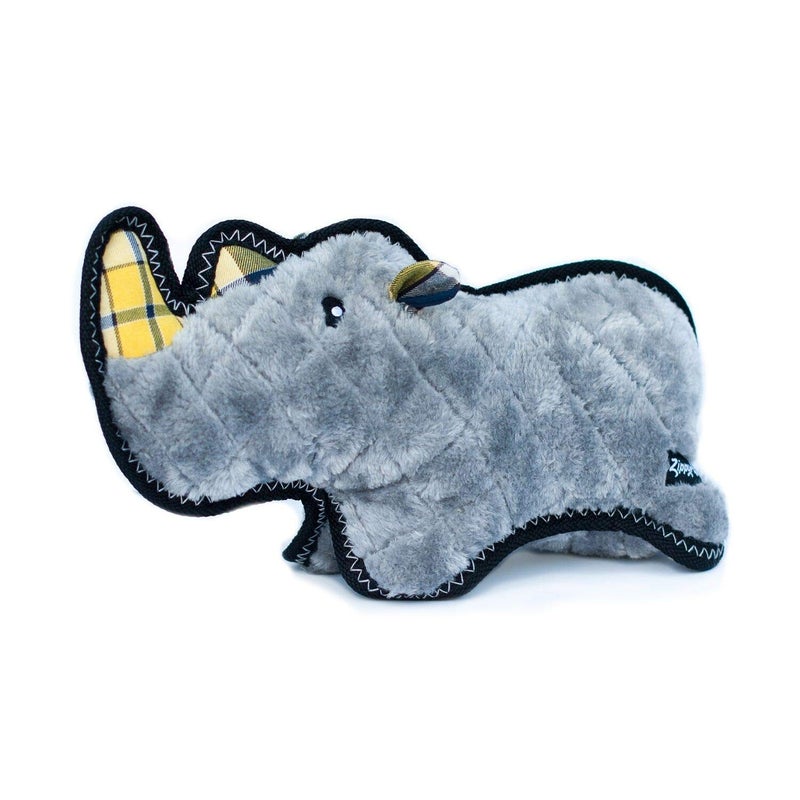 ZippyPaws Zippy Paws - Z-Stitch Grunterz Durable Stuffed Squeaky Dog Toy - Ronny the Rhino - Image 1